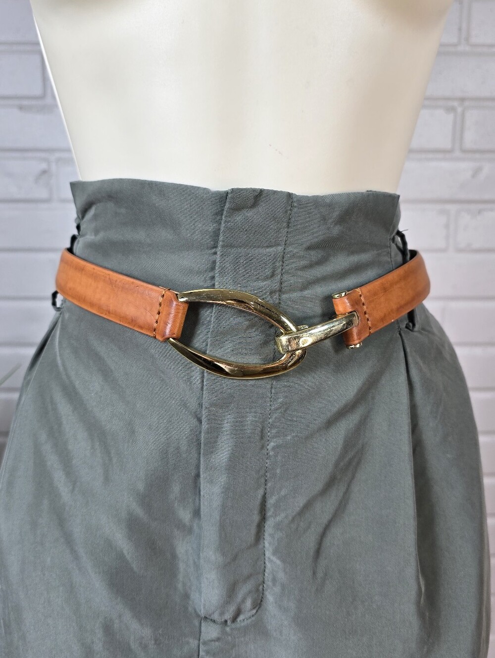 Charming Charlie Brown Belt with Gold Buckle Small